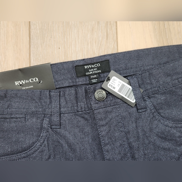 NWT Men's Slim fit textured 5 pocket pant RW&Co - Picture 5 of 7